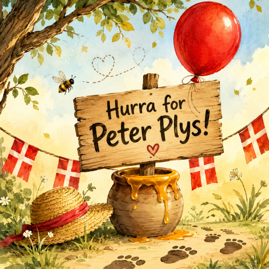 Hurra for Peter Plys! Foto: Genereret med AI