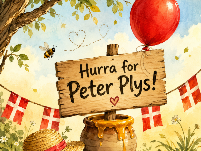 Hurra for Peter Plys! Foto: Genereret med AI
