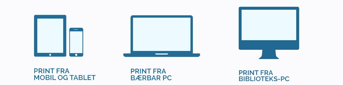 I Princh kan du printe fra din egen; mobil, tablet, din egen PC, bibliotekets PC